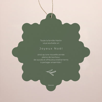 Carte de Noel Fin d'année Flocon à suspendre Flocon vert photo N° 2