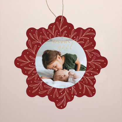 Carte de Noel Fin d'année Flocon à suspendre Flocon bordeaux et Or photo N° 1
