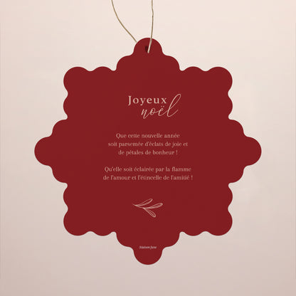 Carte de Noel Fin d'année Flocon à suspendre Flocon bordeaux et Or photo N° 2