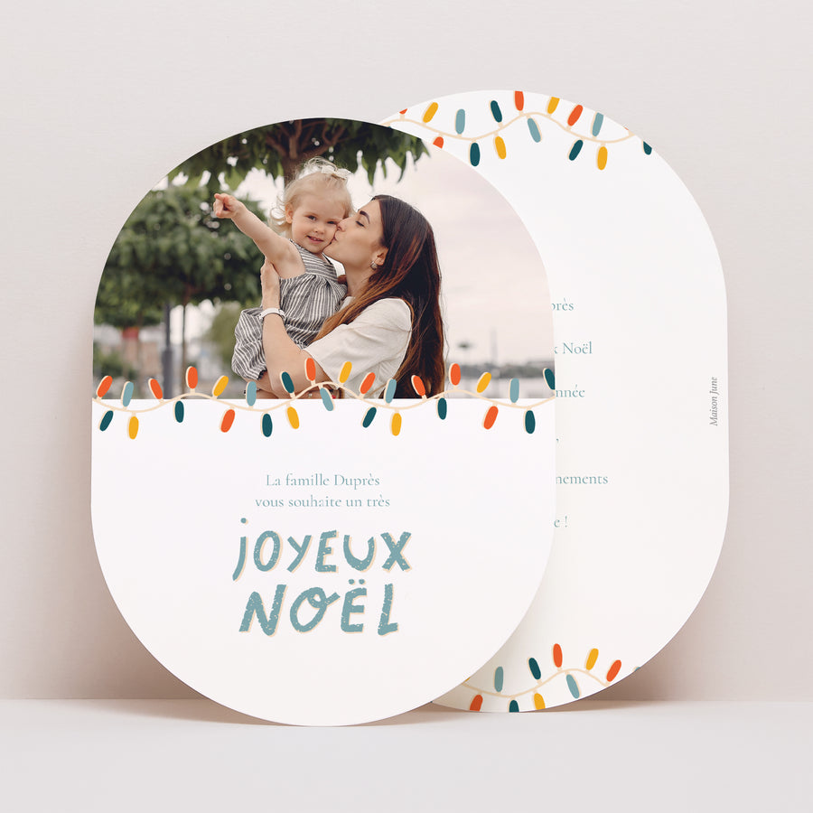 Carte de Noel Fin d'année Ovale Guirlande de Noël photo