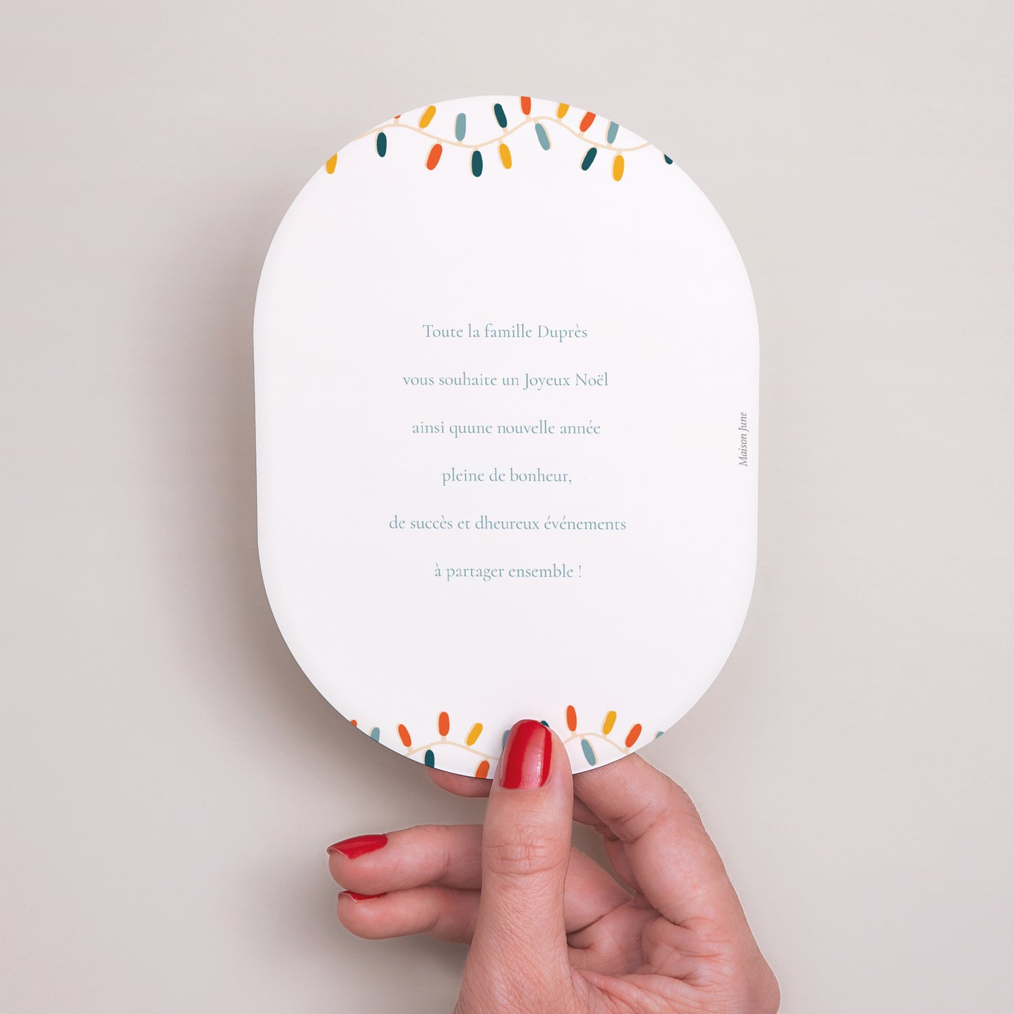 Carte de Noel Fin d'année Ovale Guirlande de Noël photo N° 3