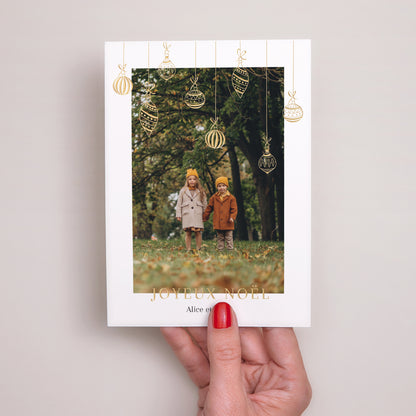 Carte de Noel Fin d'année Portrait Guirlandes dorées photo N° 2