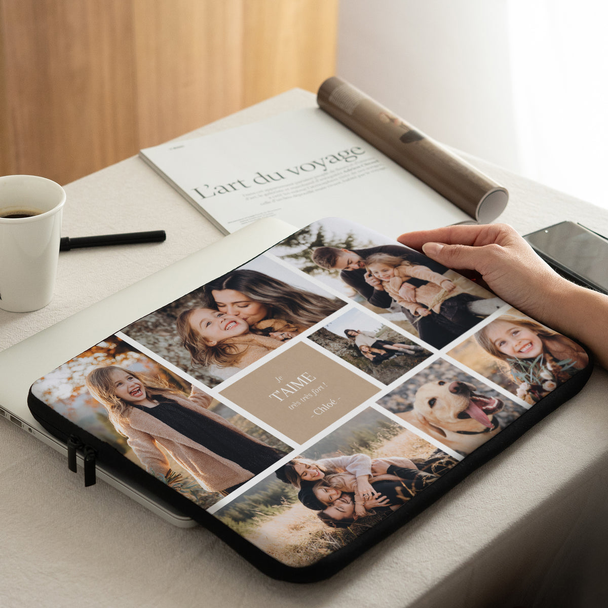 Housse ordinateur 15 pouces Multiphotos kraft photo N° 2