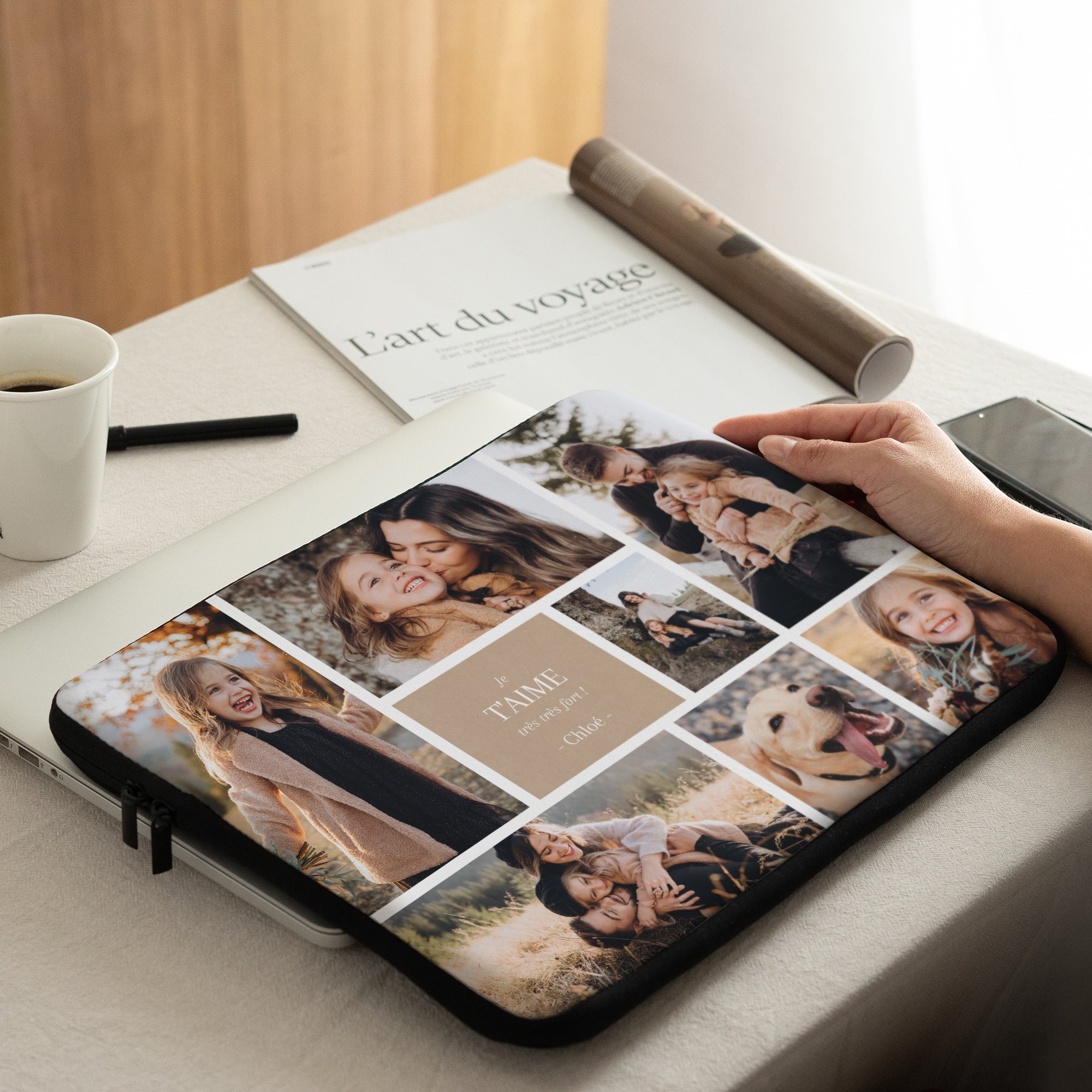Housse ordinateur 15 pouces Multiphotos kraft photo N° 2
