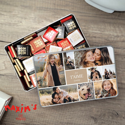 Boite métallique rectangle, garnie de chocolats Multiphotos kraft photo N° 1