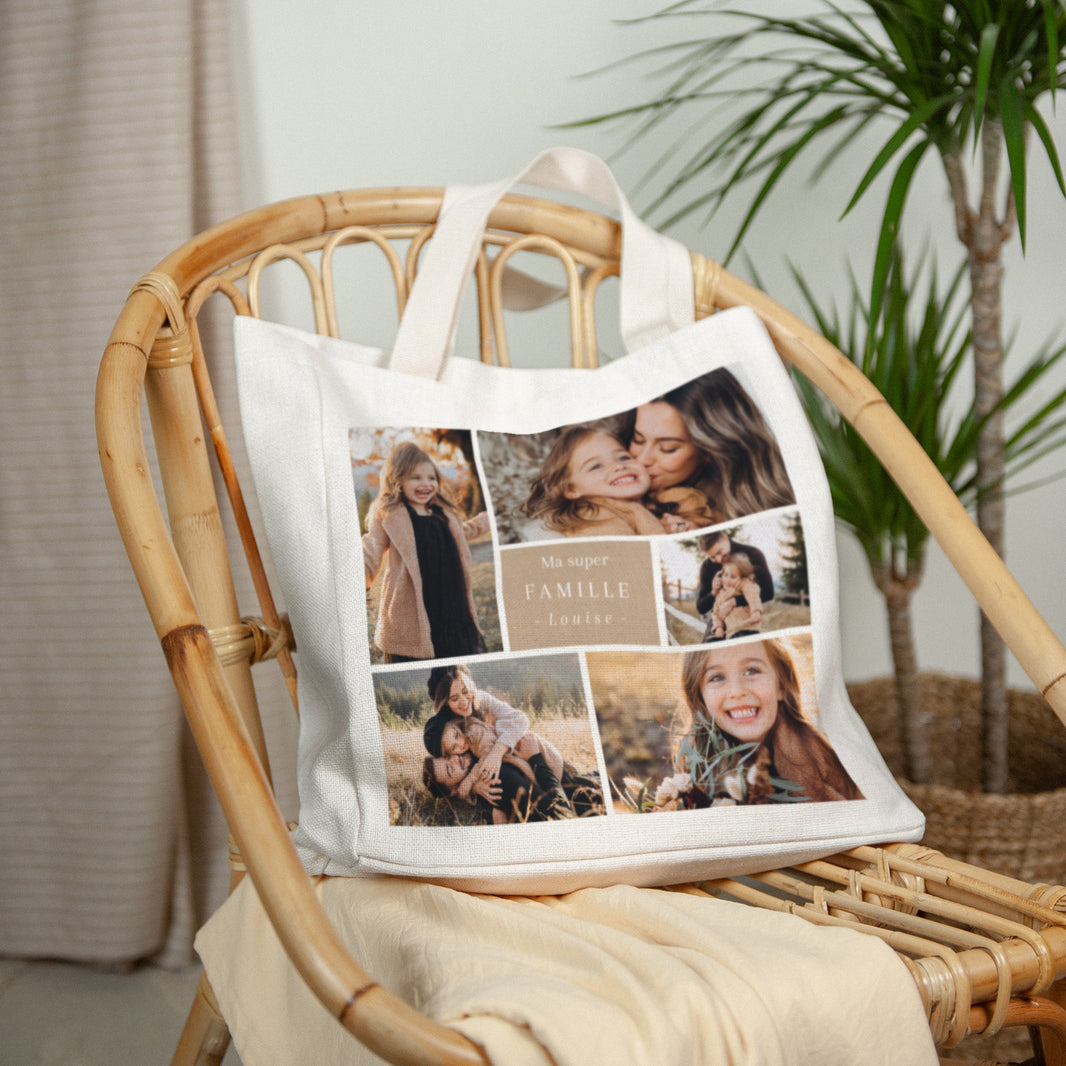 Tote bag Objets Anse en toile Multiphotos kraft photo N° 2