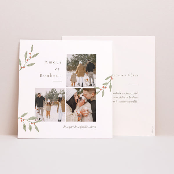 Carte de Noel Fin d'année Carré Brin d'amour photo