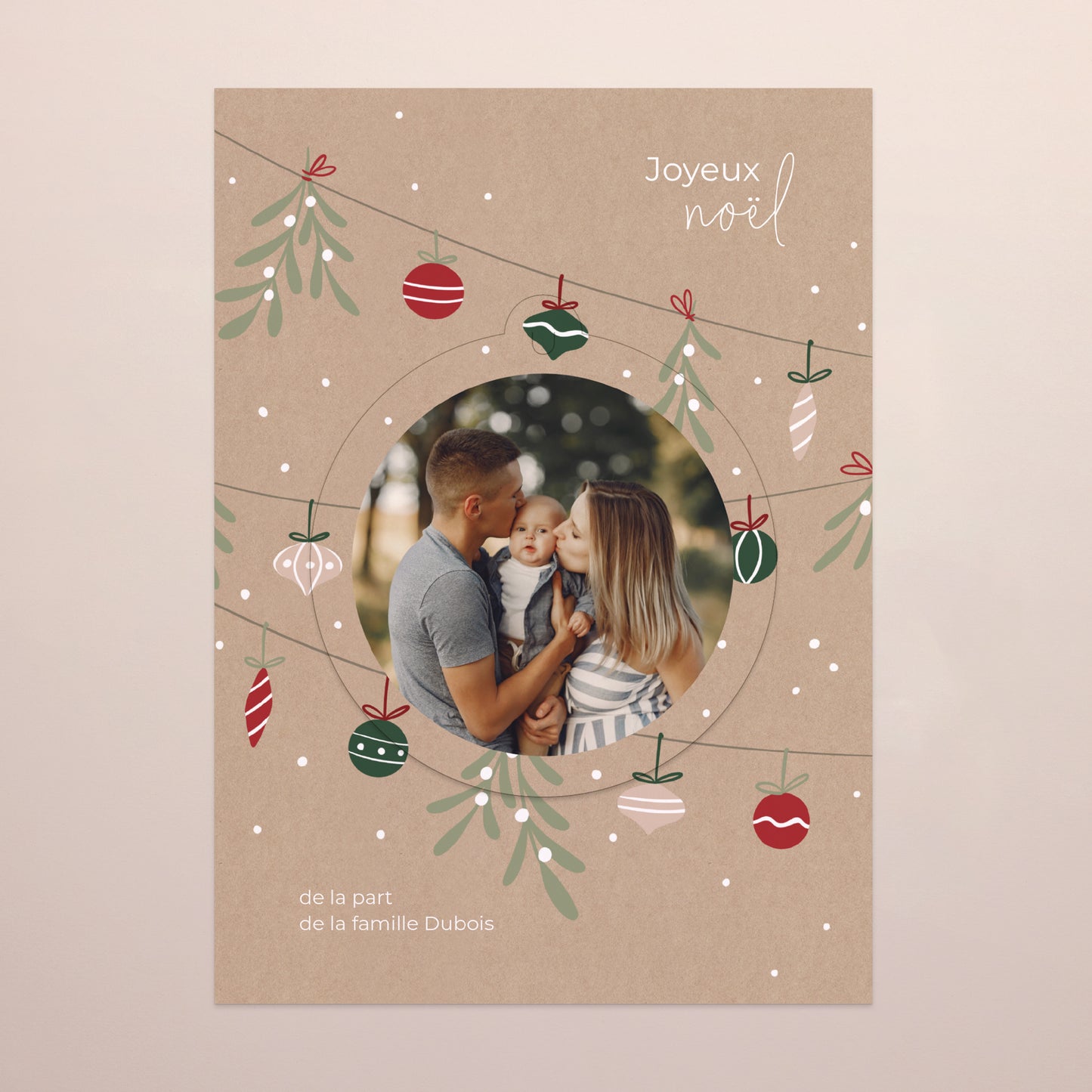 Carte de Noel Fin d'année Détachable Guirlande kraft photo N° 2