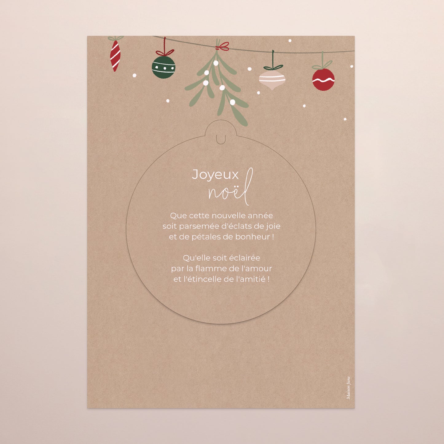 Carte de Noel Fin d'année Détachable Guirlande kraft photo N° 3