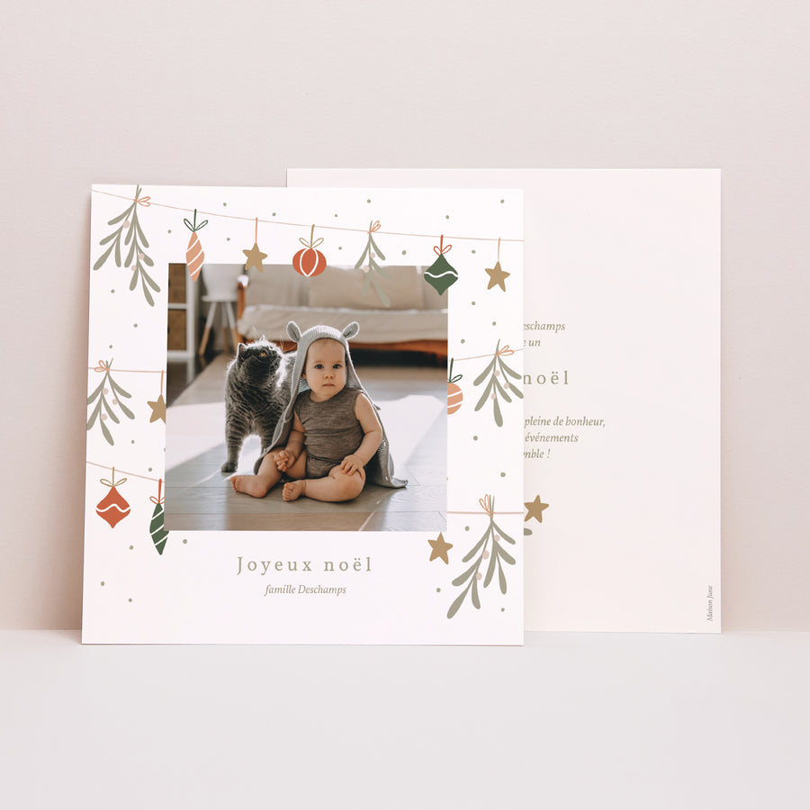 Carte de Noel Fin d'année Carré Guirlandes photo