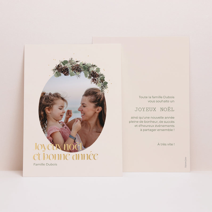 Carte de Noel Fin d'année Portrait Couronne d'hiver photo