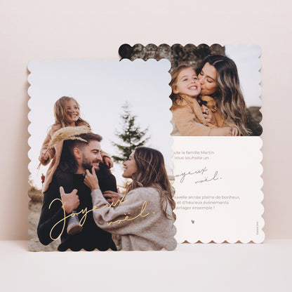 Carte de Noel Fin d'année Portrait, bords biscuit Joyeux noël doré photo N° 1