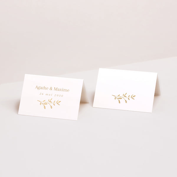 Marque-place Mariage 2 volets Couronne florale dorée photo