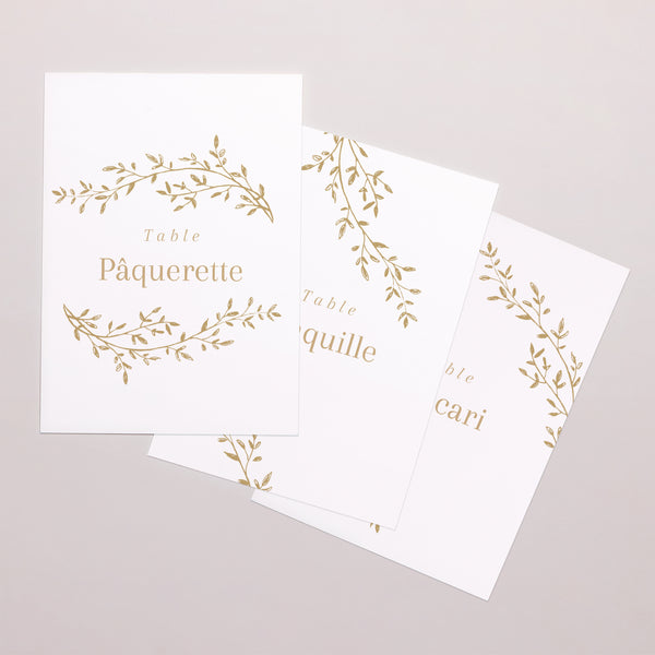 Marque table Mariage Rectangle Couronne florale dorée photo