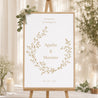 Panneau bienvenue Mariage Portrait 60 x 90 cm Couronne florale dorée photo N° 1