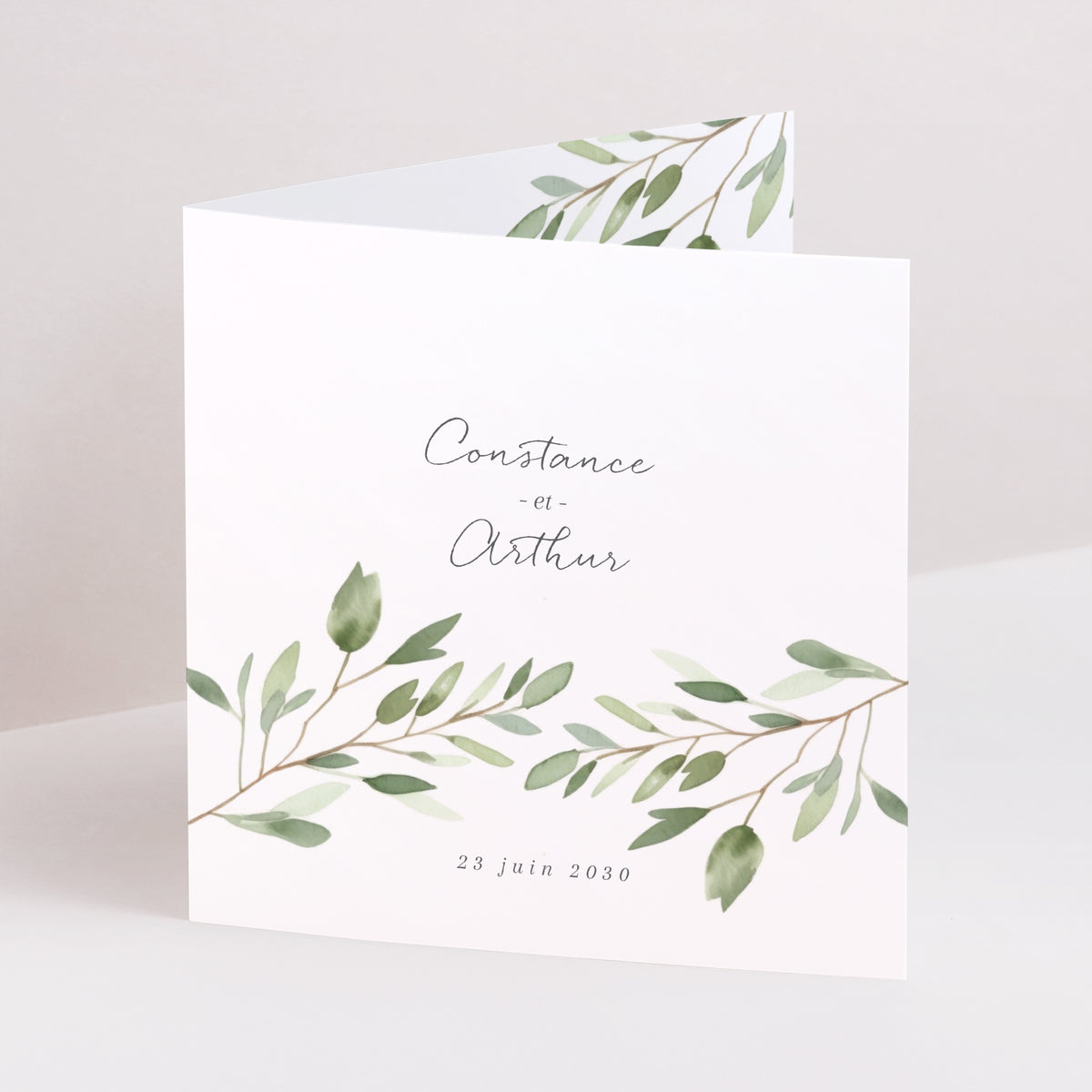 Faire-part Mariage Carré double volet Feuillage II photo N° 1