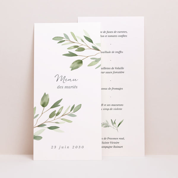 Menu Mariage Panoramique portrait Feuillage photo