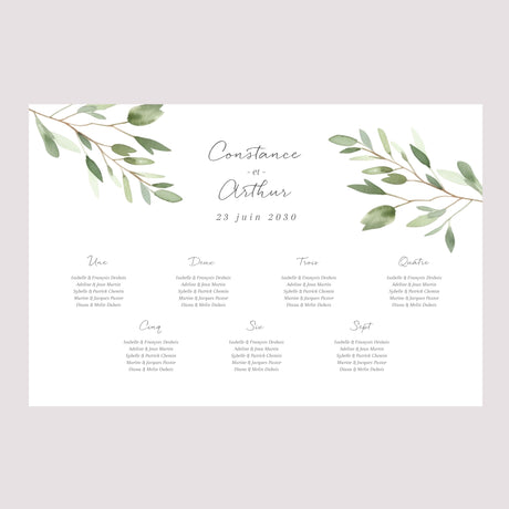 Plan de table Mariage Paysage 90 x 60 cm Feuillage