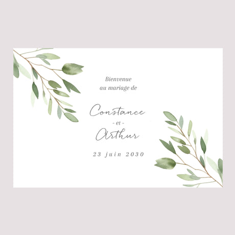 Panneau bienvenue Mariage Paysage 90 x 60 cm Feuillage