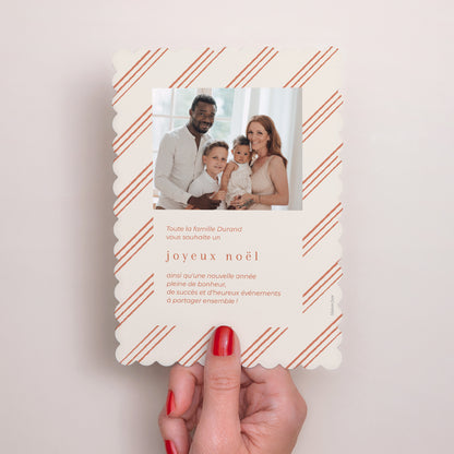 Carte de Noel Fin d'année Portrait, bords biscuit Rayures rouges photo N° 3