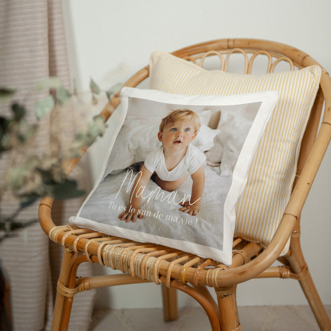 Coussin Objets Beige naturel The best family photo N° 2