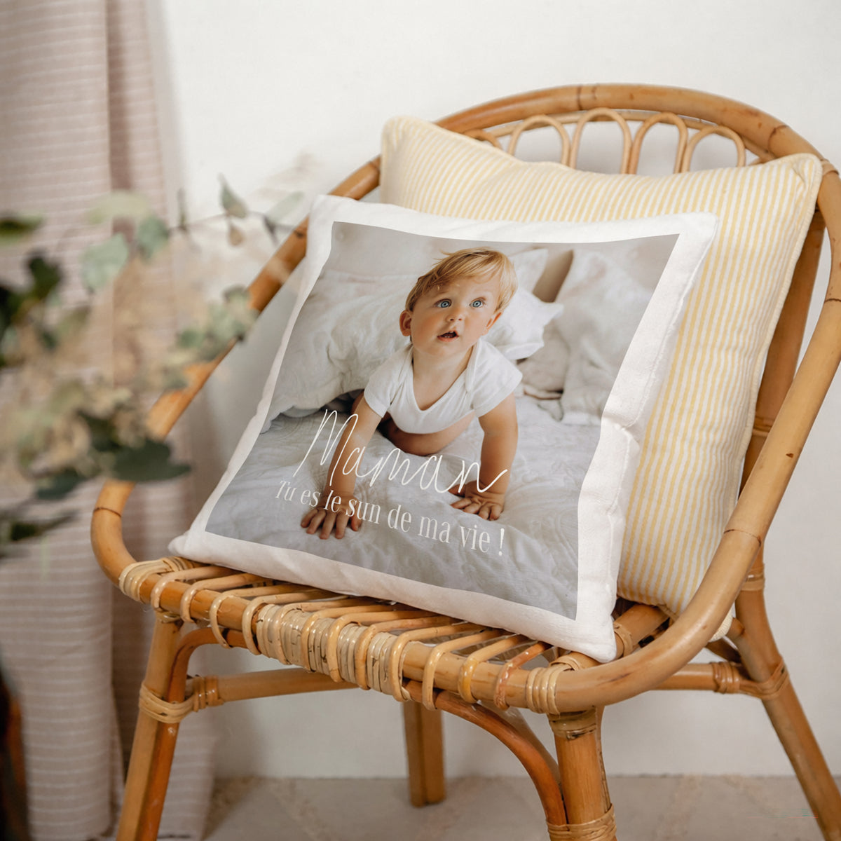 Coussin Objets Beige naturel The best family photo N° 2