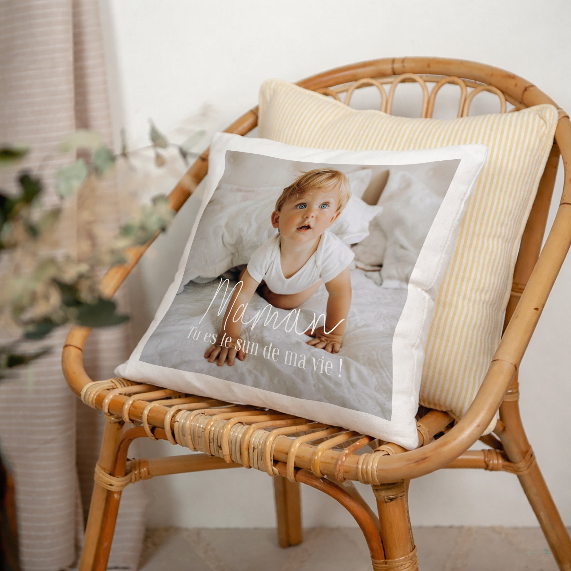 Coussin Objets Beige naturel The best family photo N° 2