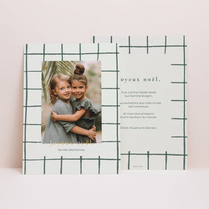 Carte de Noel Fin d'année Portrait Motif vert photo N° 1