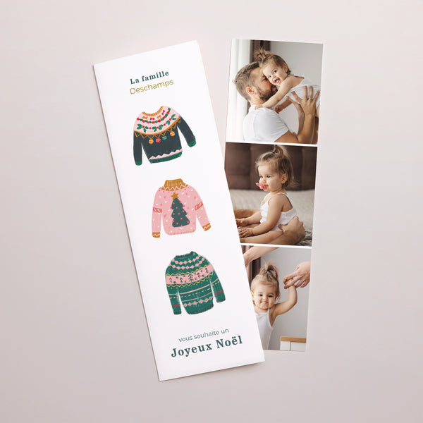 Carte de Noel Fin d'année Marque-page photo Les pulls de noël photo