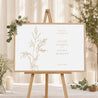 Panneau bienvenue Mariage Paysage 90 x 60 cm Feuillage épuré doré photo N° 1