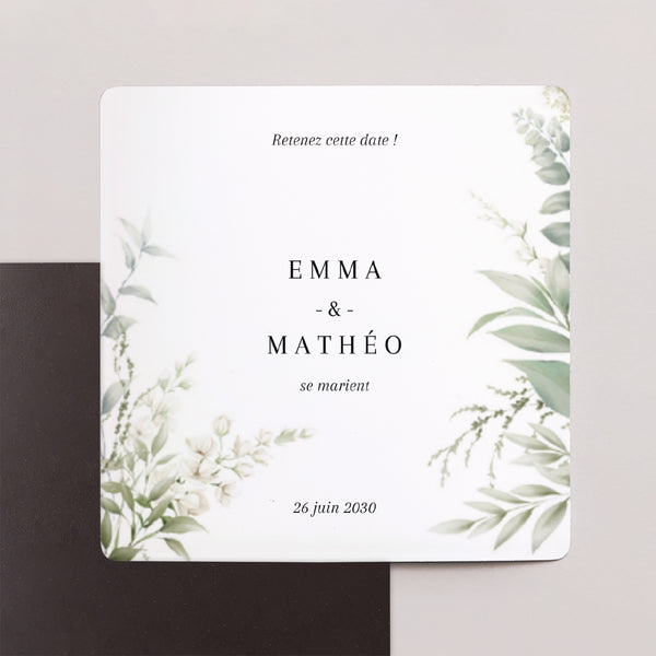 Save the date Mariage Lot de 9, magnétique Un air champêtre photo