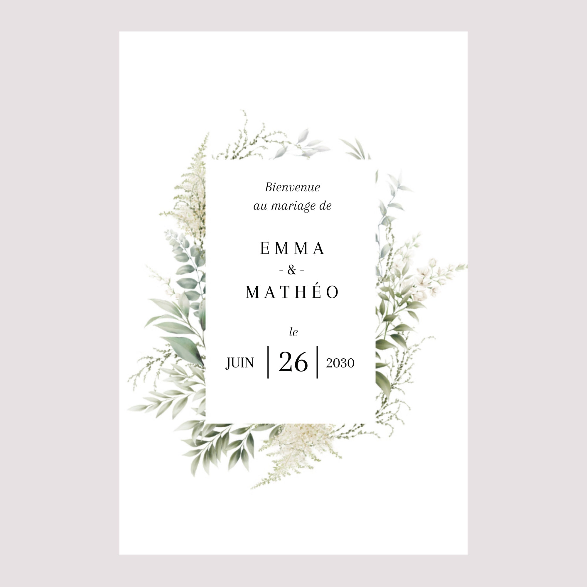 Panneau bienvenue Mariage Portrait 60 x 90 cm Un air champêtre photo N° 2