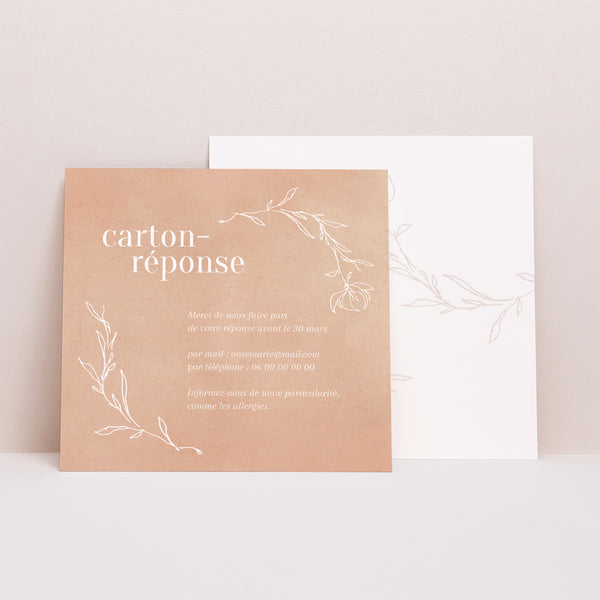 Carton réponse Mariage Carré Une page de poésie photo