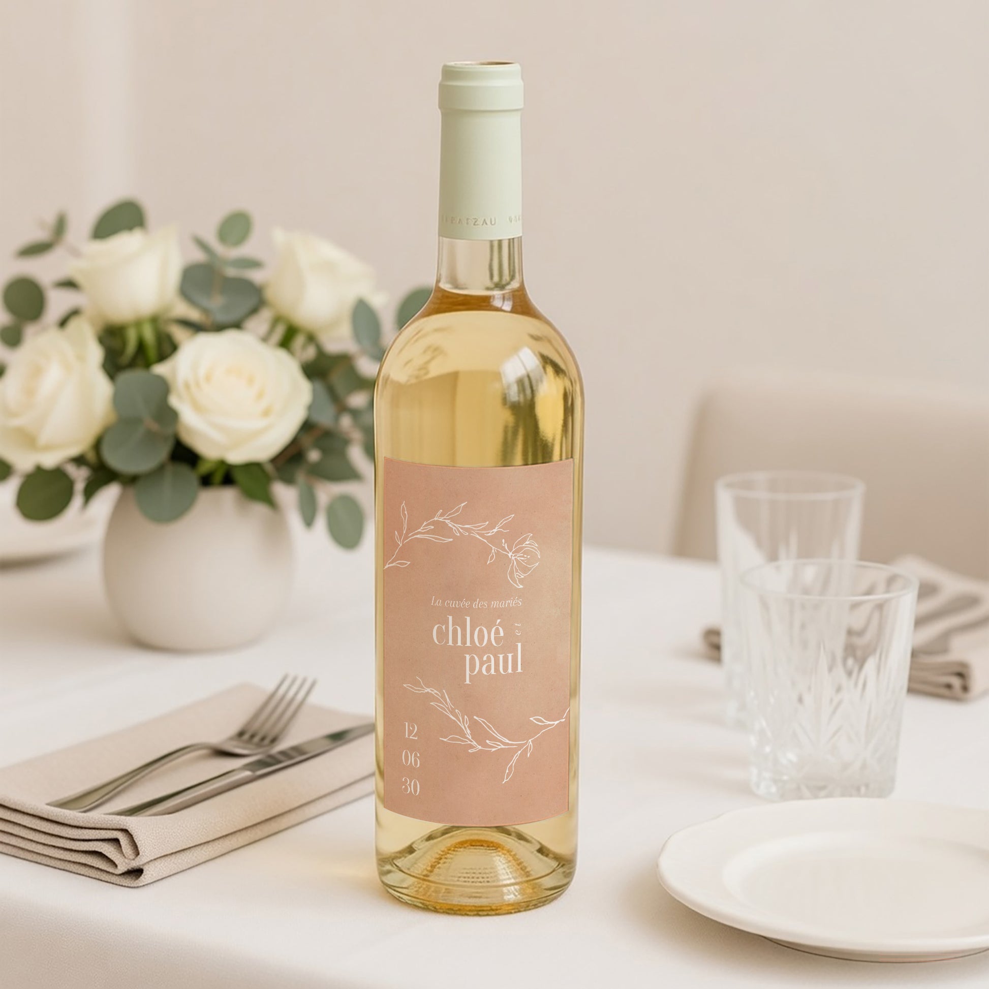 Etiquette bouteille Mariage Portrait Une page de poésie photo N° 2