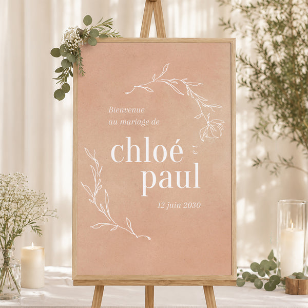 Panneau bienvenue Mariage Portrait 60 x 90 cm Une page de poésie photo