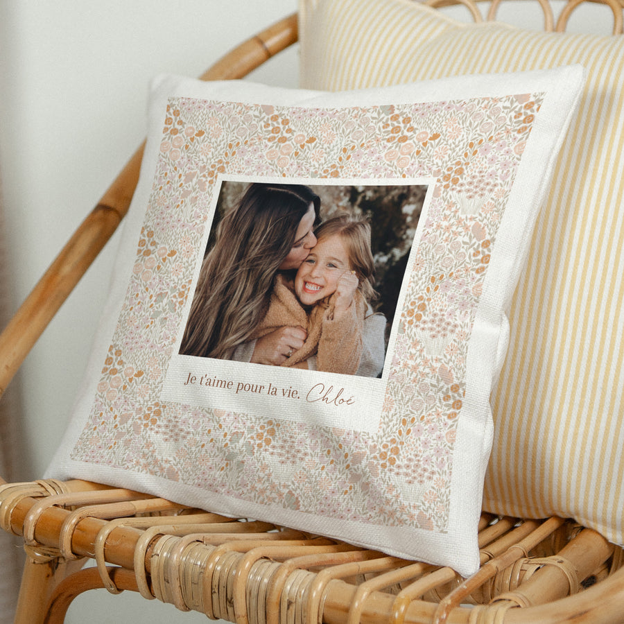 Coussin Objets Beige naturel Liberty rose photo