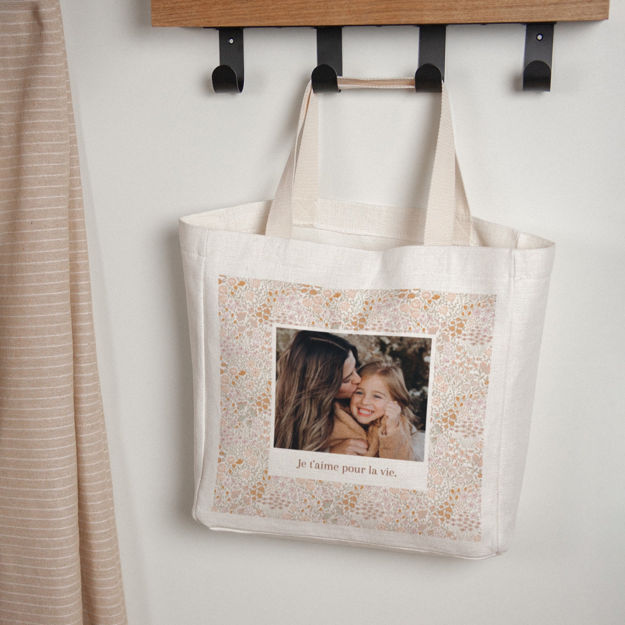 Tote bag Objets Anse en toile Liberty rose photo N° 1