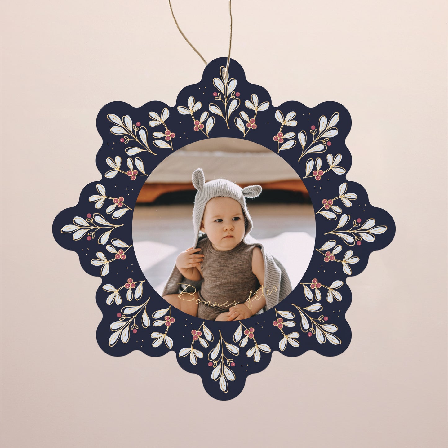 Carte de Noel Fin d'année Flocon à suspendre Un hiver tout doux photo N° 1