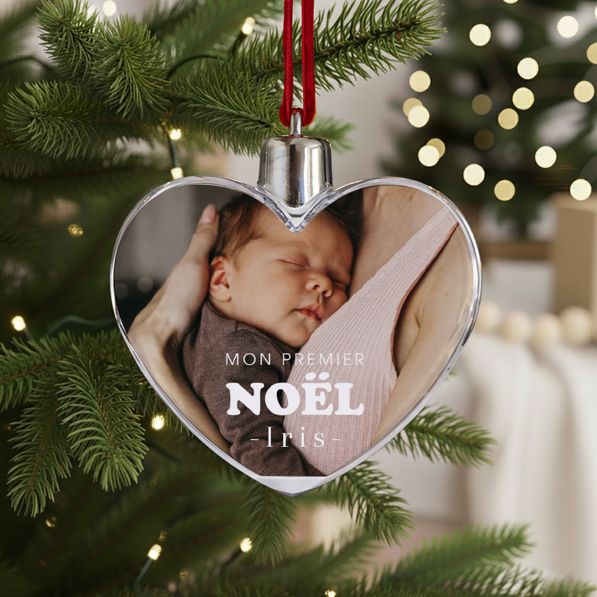 Boule de Noël Fin d'année Cœur Mon premier noël photo