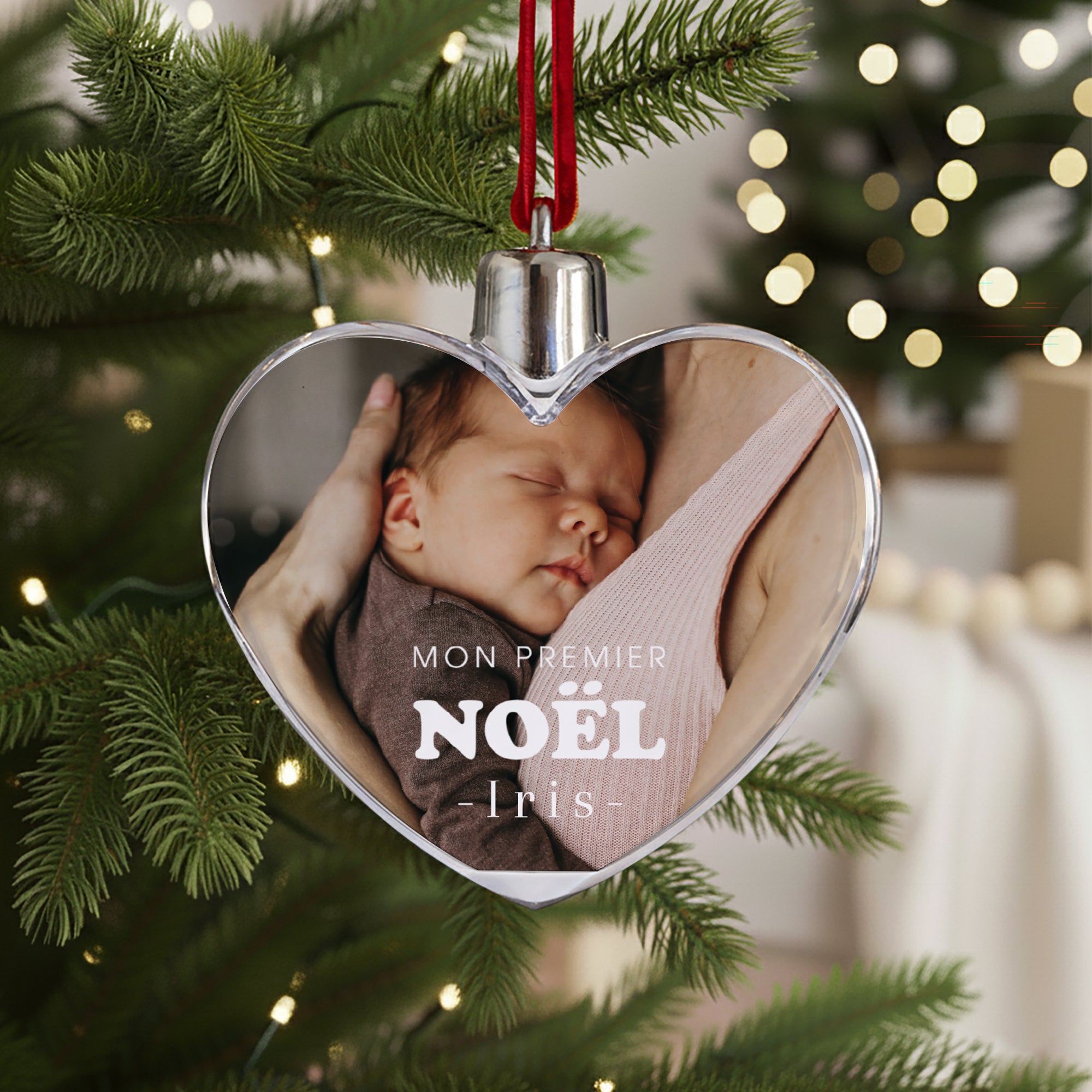 Boule de Noël Fin d'année Cœur Mon premier noël photo N° 1