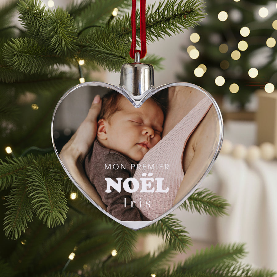 Boule de Noël Fin d'année Cœur mon premier noël photo