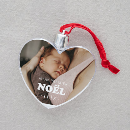 Boule de Noël Fin d'année Cœur mon premier noël photo N° 2
