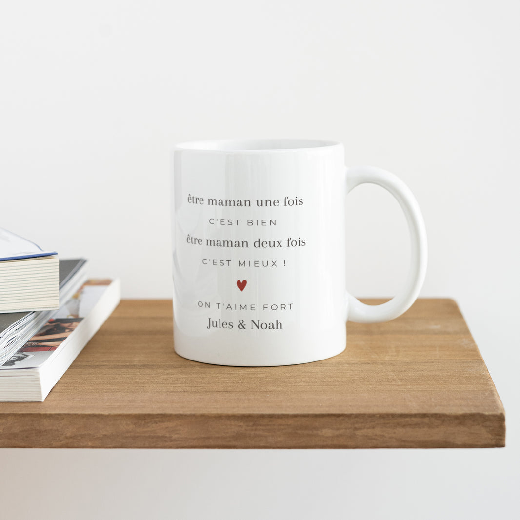 Mug Objets Blanc Maman deux fois ! photo N° 4