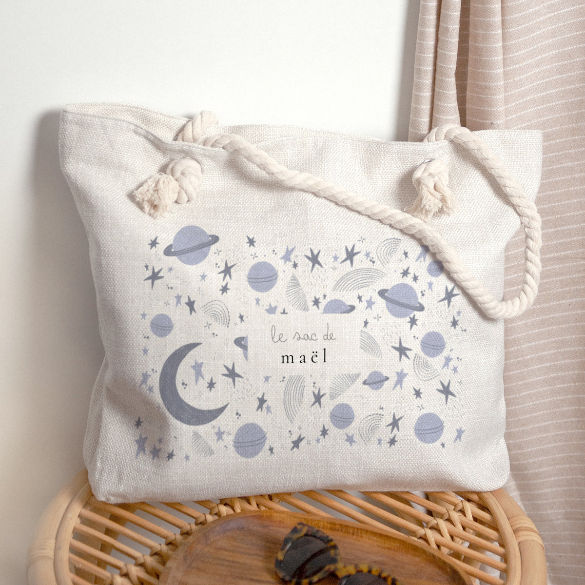 Sac cabas Objets Anse en corde Des étoiles plein les yeux photo N° 1