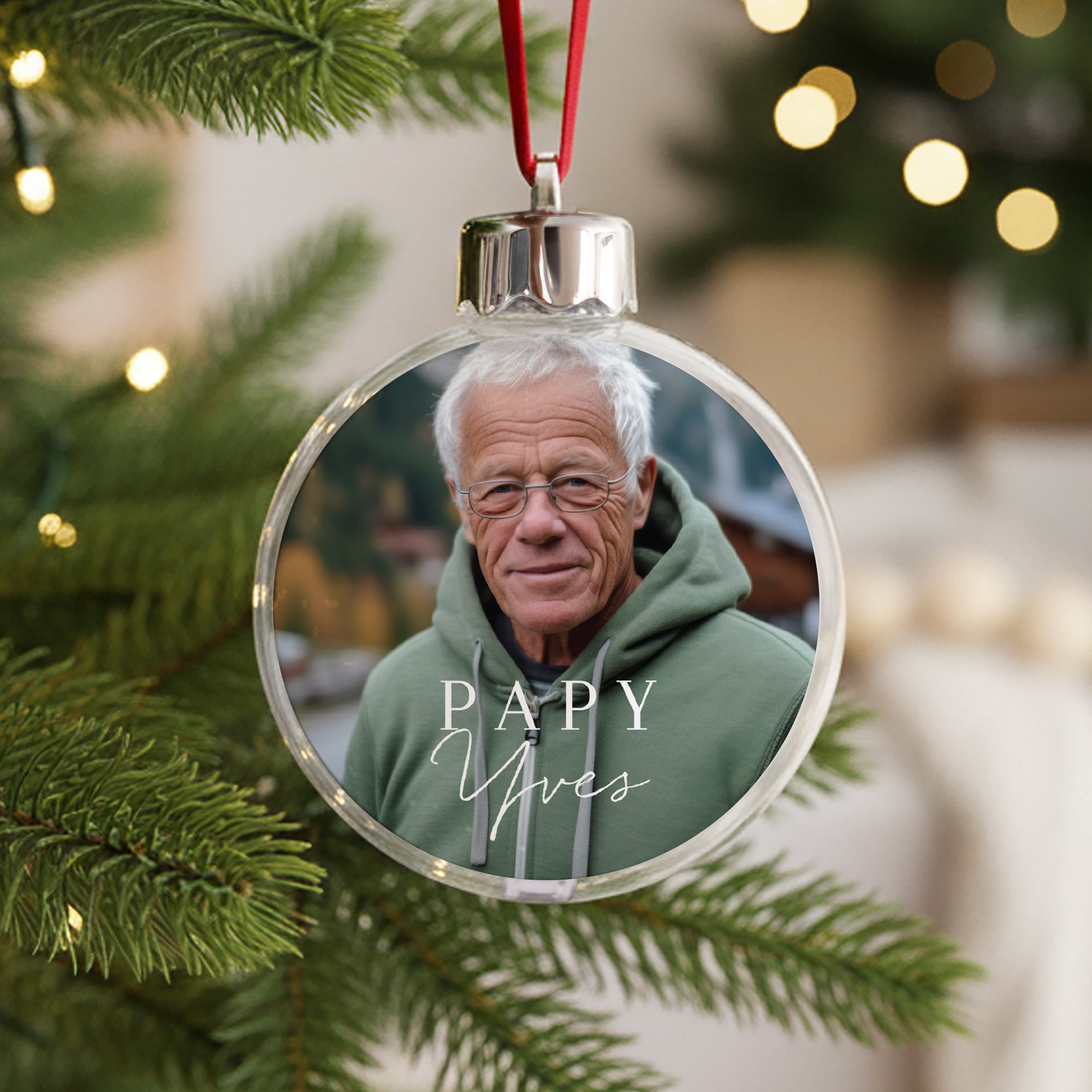 Boule de Noël Fin d'année Ronde Papy photo N° 1