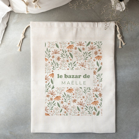 Sac de rangement Grand format Sac fleuri de bébé