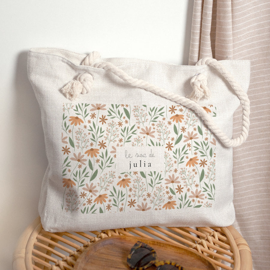 Sac cabas Objets Anse en corde Sac fleuri de bébé photo