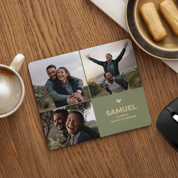 Tapis de souris Objets Rectangle Multiphoto je t'aime comme le week-end photo