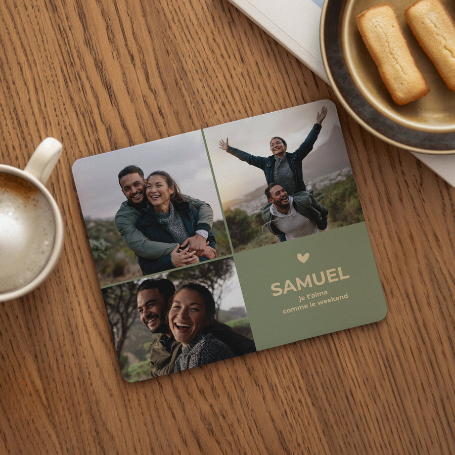 Tapis de souris Objets Rectangle Multiphoto je t'aime comme le week-end photo