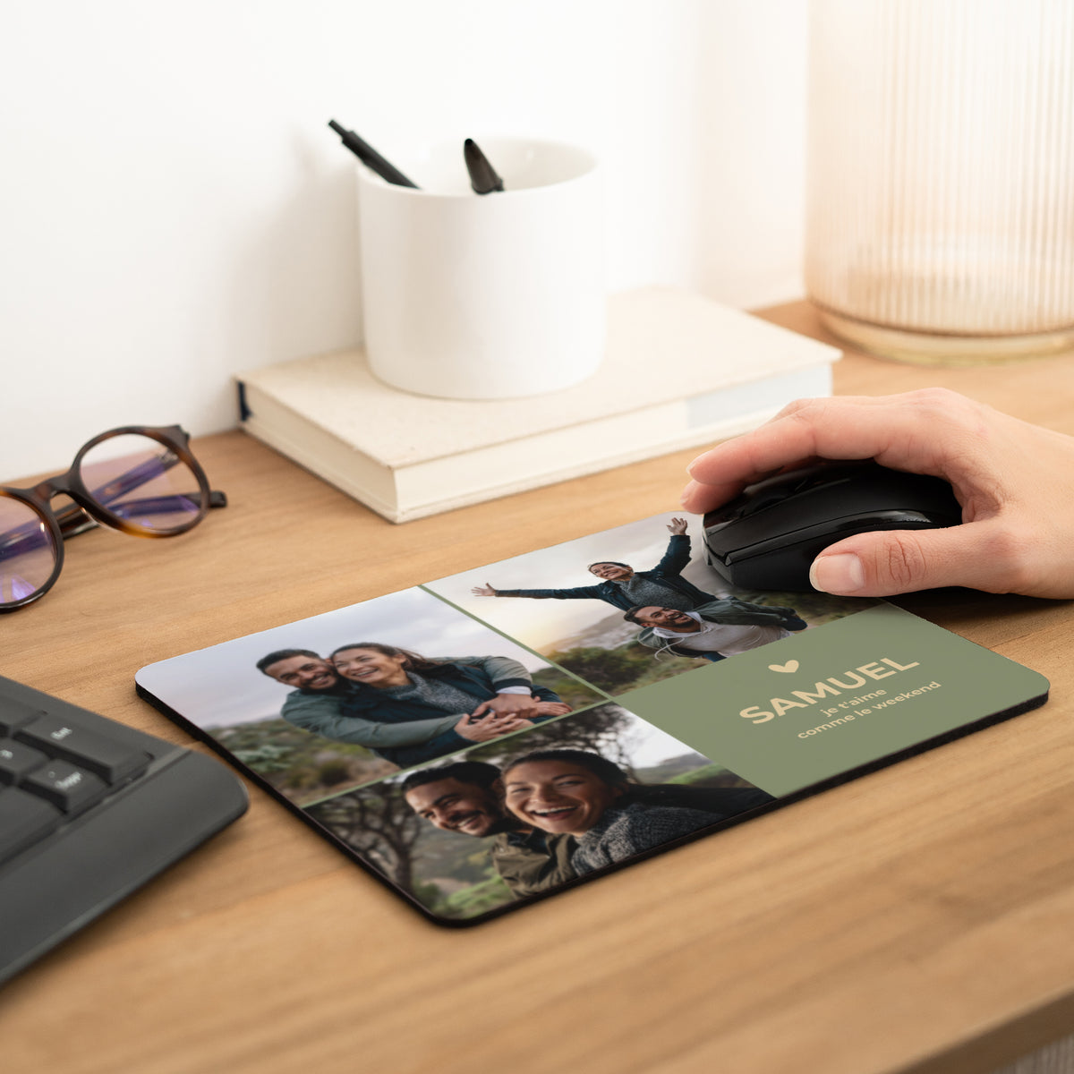 Tapis de souris Objets Rectangle Multiphoto je t'aime comme le week-end photo N° 2
